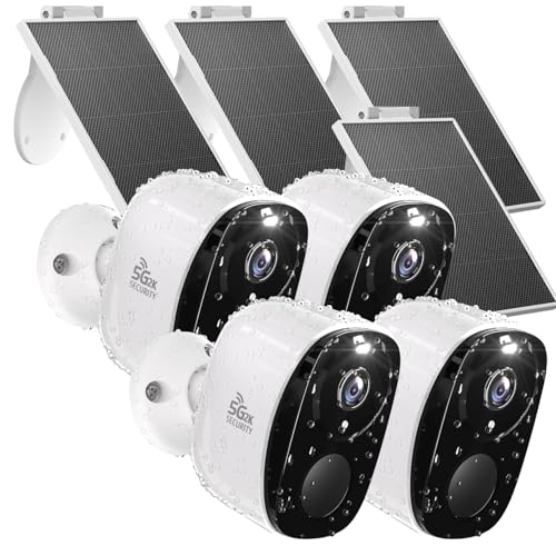 4PC Wireless Solar Outdoor Security Camera, 2.4/5G WiFi Outdoor Camera Wireless with Solar Panels,2K Color Night Vision, IP65 Waterproof, AI Motion Detection, 2 Way Talk, IP65, SD/Cloud,Works w/Alexa - color: BW4 4PACK (Solar Panel）