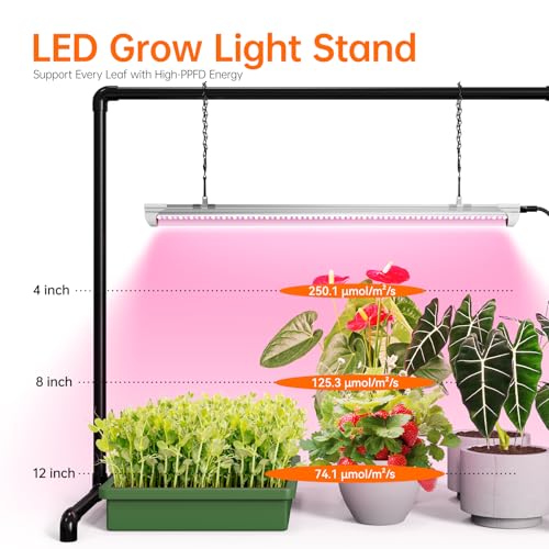 Bstrip Grow Light Stand, 2ft 24W Grow Light for Indoor Growing, Full Spectrum LED Plant Light for Seed Starting, Height Adjustable, Large 29.5" L x 18.3" W x 26.0" H - size: Large 29.5" L x 18.3" W x 26.0" H