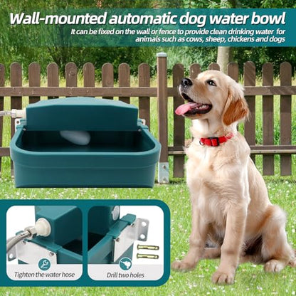 8L Large Automatic Animal Drinking Water Bowl, Livestock Water Trough Dispenser with Water Pipe & Float Valve & Drain Hole for Cattle Horse Sheep Dog Indoor/Outdoor Easy to Clean