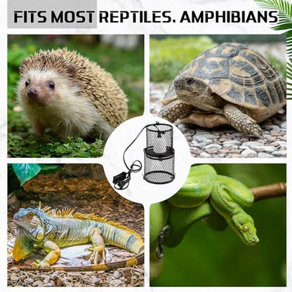 VIHOSE 1 Pcs Retractable Reptile Heat Lamp Holder Reptile Anti Scald Lampshade Ceramic Heat Emitter Heating Lamp Shade with Switch for Pet Amphibian Snakes Lizards Turtle Frogs Chicks, Without Bulb - color: White