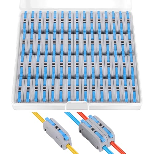 60 pcs XHF Blue Conductor Compact Connectors Lever Connectors Nuts, Electrical Connectors Wire Terminals for Any Circuit Inline Splices 28-12 AWG (SPL-1) - color: Blue