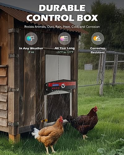 CO-Z Automatic Chicken Door, Automatic Chicken Coop Door with Timer Control and Light Sensor, Battery Powered Electric Chicken Coop Door Opener with Infrared Sensor for Duck Rabbit Goose Quail More