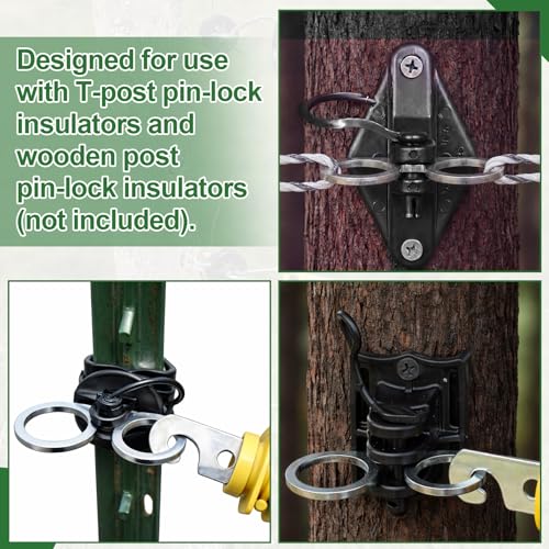 10 Pcs T-Post Electric Fence Gate Hook Heavy Duty Eyelet Set, Pin-Lock Insulator Gate Connector for High Tensile Ranch Farm and Property Fencing (Sliver) - color: Sliver