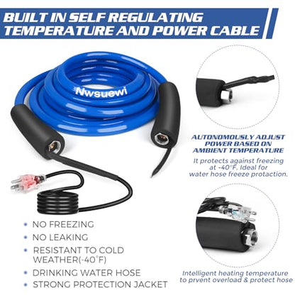 100FT RV Heating Water Hose, Lead and BPA-Free,1/2 Inner Diameter, Anti-Freezing Temperature Drops to -45°F, a Great RV Accessory for Campers, Livestock, and Agriculture (100FT-2)