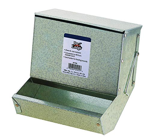 LITTLE GIANT Steel Small Animal Feeder with Lid - Pet Lodge - Small Animal Feed Box, Hold Several Days Worth of Feed, Great for Rabbits, Ferrets and Other Small Animals (7 Inch) (Item No. AF7ML)