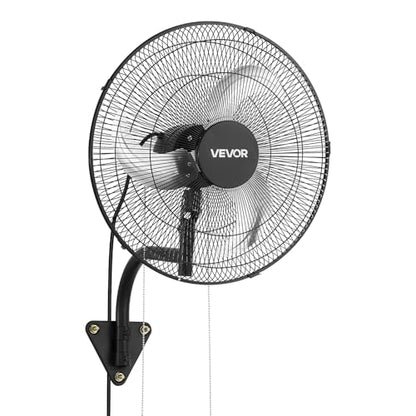 VEVOR Wall Mount Fan, 18 in Wall Mounted Hanging Fan Oscillating, 3-Speed, Long Airflow Distance, Adjustable Rotation Angle, Mechanical Powerful for Industry, Commercial, Garage, Workshop, Gym, Black - size: 18In-Oscillating