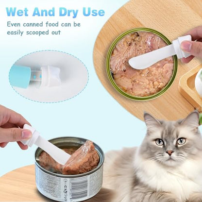 Dog-Cat Food Scoop 1 Cup, Pet Food Measuring Cup with Long Handle, Food-Grade Scoop for Dogs, Rabbit Wet or Dry Food, Easy to Clean & Accurate Scale (Blue)