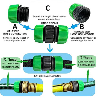 AMRITA Fittings for 1/2" Garden Soaker Hose, Female/Male Connector&Valves&Straight Connectors.(Fittings) - color: Fittings