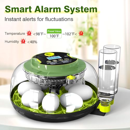 18 Chicken Egg Incubator with Temperature Control, Humidity Display, Auto Egg Turner, Egg Candler, 2 Size Egg Trays, Chick Incubaotrs for Hatching Eggs Digital Incubator for Chicken, Duck Eggs - style: 18 Eggs