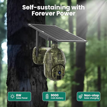 SOLIOM S600 4G LTE Cellular Security Cameras Wireless Outdoor, Solar Security Camera with Pan Tilt 360°View, 2K Full Color Night Vision, Unlimited Data Plan, PIR Motion Sensor, 2 Way Talk, Camo - color: Camo