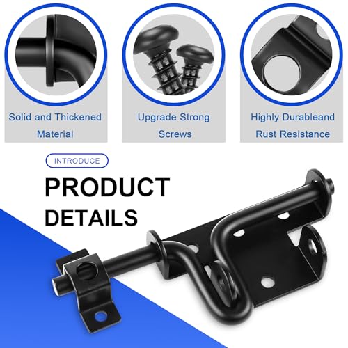Slide Bolt Gate Latch with Padlock Hole, Heavy Duty Fence Slide Latches Outdoor Doors for Wooden Fence, Shed Door, Vinyl Door - size: 1 Pack