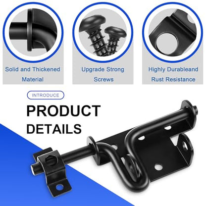 Slide Bolt Gate Latch with Padlock Hole, Heavy Duty Fence Slide Latches Outdoor Doors for Wooden Fence, Shed Door, Vinyl Door-The Latest 4-piece Set - size: 4 Pack