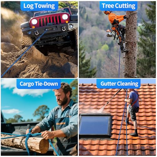 100Ft 1/2 Inch Heavy Duty Climbing Rope - for Tree Swing, Pulling, Outdoor & Gym Use (Blue) - size: 100ft-Blue