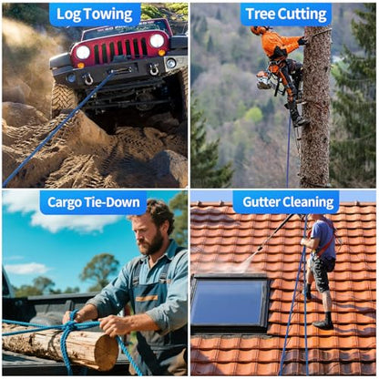 100Ft 1/2 Inch Heavy Duty Climbing Rope - for Tree Swing, Pulling, Outdoor & Gym Use (Blue) - size: 100ft-Blue