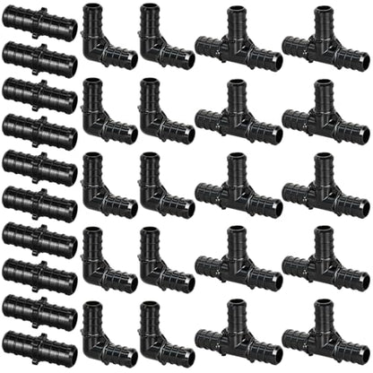 1/2" Poly PPSU Barb Crimp PEX Fitting, 30pcs PEX Fitting Combo, 10pcs Each Elbows Tees Straight Couplings, No Lead - size: 1/2" Combo, 30pcs