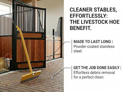 FarmTek Livestock Hoe w/Blade - 60 Inch Handle (Stainless Steel) | Heavy-Duty Blade, 60-Degree Angled Scraper, Professional Stall Sanitation, Corrosion-Resistant Build