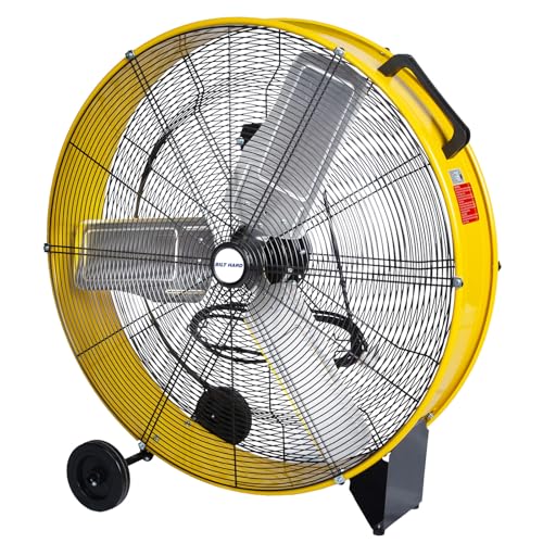 BILT HARD 13000 CFM 30" High Velocity Drum Fan, 2-Speed Heavy Duty Industrial Shop Fan for Garage, Warehouse, Workshop, Commercial, Factory and Basement, UL Listed, Yellow - color: Yellow, size: 30 inch