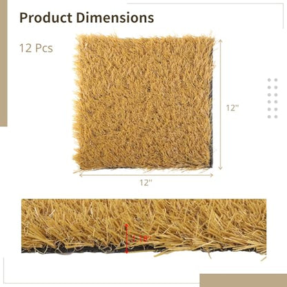 12 Pack Chicken Nesting Pads, 12”x12” Artificial Turf Mats for Nesting Box, Washable Coop Bedding for Hens & Small Pets