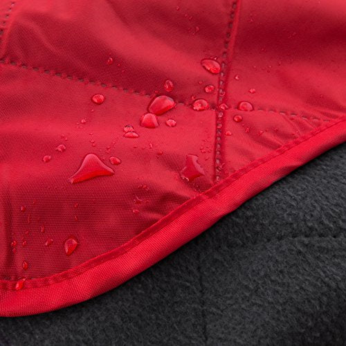 DOWN UNDER OUTDOORS Waterproof 350 GSM Fleece or Sherpa Stadium Blanket | Large Extra Thick, Windproof, Quilted, Machine Washable, Camping Picnic & Outdoor, Beach, Dog, secret pocket, 82 x 55 inches - color: Red