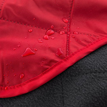 DOWN UNDER OUTDOORS Waterproof 350 GSM Fleece or Sherpa Stadium Blanket | Large Extra Thick, Windproof, Quilted, Machine Washable, Camping Picnic & Outdoor, Beach, Dog, secret pocket, 82 x 55 inches - color: Red