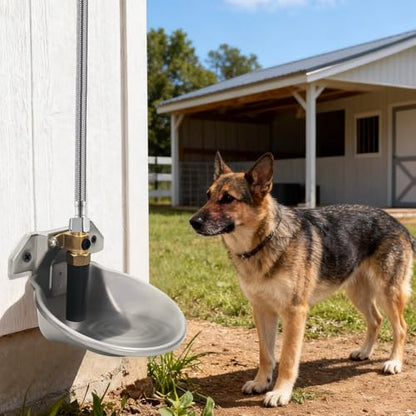 Stainless Steel Automatic Goat Waterer Livestock Sheep Water Bowl with Copper Valve and Drain Hole, Automatic Drinking Trough for Goat Sheep Calf Pig Dog (2pcs)