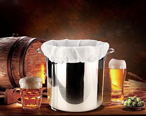 5 Pack Brew Bags Reusable, Extra Large 26"x22" Fine Mesh Strainer Bag for Home Brewing Hops Grains Wine Beer Making Drawstring Straining Brew in a Bag