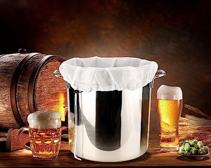 5 Pack Brew Bags Reusable, Extra Large 26"x22" Fine Mesh Strainer Bag for Home Brewing Hops Grains Wine Beer Making Drawstring Straining Brew in a Bag