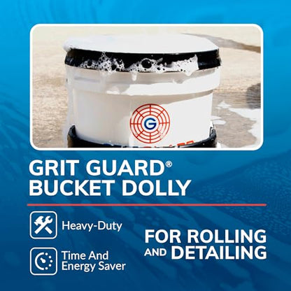 Grit Guard Bucket Dolly with Wheels - Rolling Detailing Wash Bucket with 5 Wheels and 2 Locking Casters Compatible with 2.5, 4, 5 and 6 Gallon Buckets (Blue, 3" Red Casters) - Made in the USA - color: Blue, size: 3" Red Casters