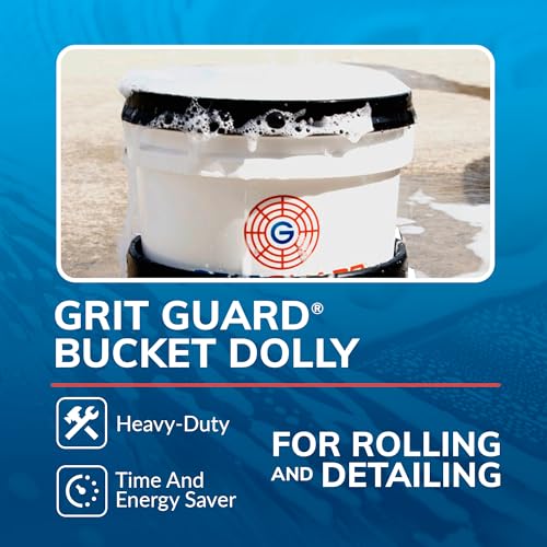 Grit Guard Bucket Dolly with Wheels - Rolling Detailing Wash Bucket with 5 Wheels and 2 Locking Casters Compatible with 2.5, 4, 5 and 6 Gallon Buckets (Black, 3" Grey Casters) - Made in the USA - color: Black, size: 3" Grey Casters
