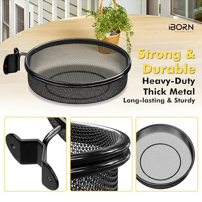 iBorn Wall Mounted Bird Feeder Tray,Metal Mesh Tray for 7.3”Wild Bird Seed Tray Tree Mount, Widely Installed on Wooden Post, Fences, Trees and Walls, Pack of 2 - size: Mesh Tray, Pack of 2