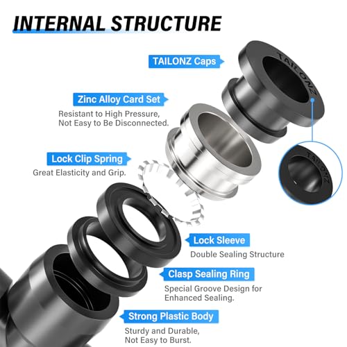 TAILONZ PNEUMATIC 4 Way 3/8 Inch OD Straight Push Fittings Plastic Quick Release Connectors Air Line Fittings PZA-3/8 (Pack of 5) - color: Black-4 Way, size: 3/8''OD 5PCS
