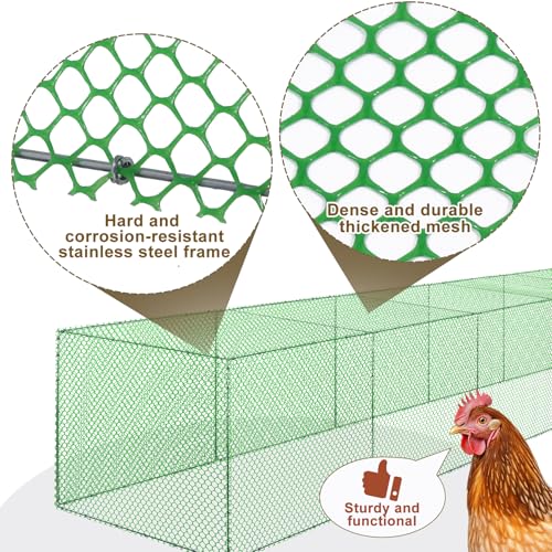 Chicken Tunnel for Outside, 10FT 3 in 1 Metal Chicken Coop and Runs, Foldable Pull-Form Design Chicken Tunnels Runs, Poultry Pen Enclosure for Backyard Farm Yard