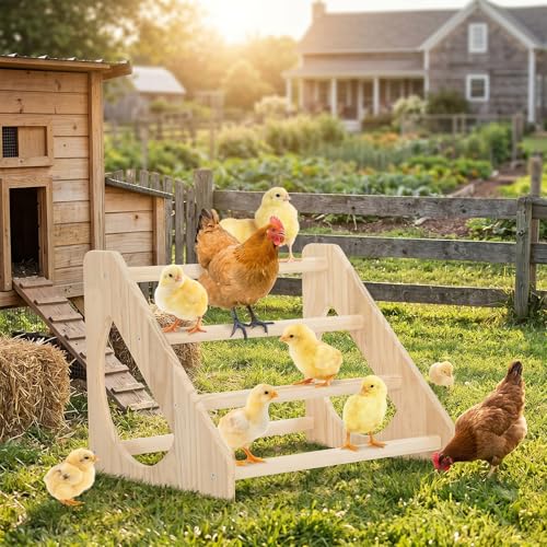 Anti-Rotation Chick Perch, Fir Wood Chicken Roosting Bar for Brooder, Heavy Duty Training Stand for Baby Chicks & Poultry, Easy to Assemble Coop Accessories