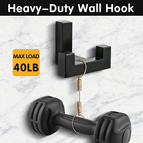 5 Pack Heavy Duty Double Claw Coat Hook Wall Mount with Screw Retro Double Coat Hook Utility Hook for Coats, Scarves, Bags, Towels, Keys, Hats, Mugs, Hats (Black) - color: Black