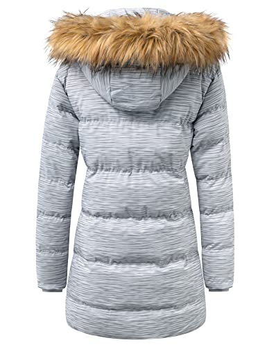 WenVen Women's Winter Thicken Puffer Coat Warm Jacket with Faux Fur Removable Hood - color: Charcoal Heather, size: Large