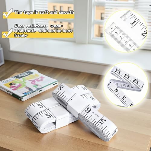 Upgraded 2-Pack Soft Tape Measure, 120-Inch & 300cm Extra Long & Wide, Dual-Scale Flexible Body Measuring Tape for Sewing, Weight Loss, Tailor - Easy-Read Large Numbers, Non-Stretch Vinyl Ruler