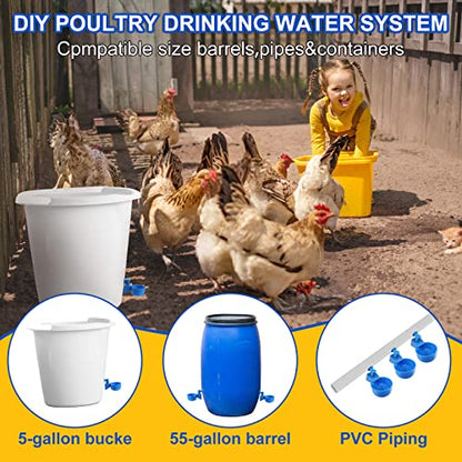 Tanlade 50 Pcs Automatic Chicken Waterer Cups Chicken Feeder for PVC Pipe Waterer Kit for Poultry Duck Goose Turkey Bunny (Blue,Classic) - color: Blue