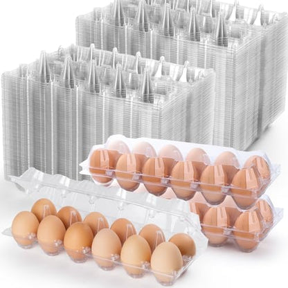 100 Pack Plastic Egg Cartons 12 Count Egg Cartons Cheap Bulk for Chicken Eggs, Egg Holder Egg Container for Fresh Eggs, Reusable Egg Carton for Family, Chicken Farm and Markets, 2x6 Grid, Medium - size: 100P2×6