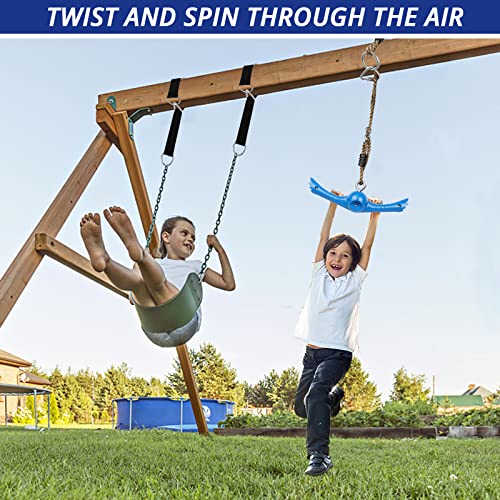 YAMIPROBI Ninja-Twister Swing Spins Set: Slackline Attachments - 360° Handle Twist-Spin Flips Toy Activate Ninja Powers Warrior Accessories Kids Hang Toys for Playground Backyard Blue - color: Blue
