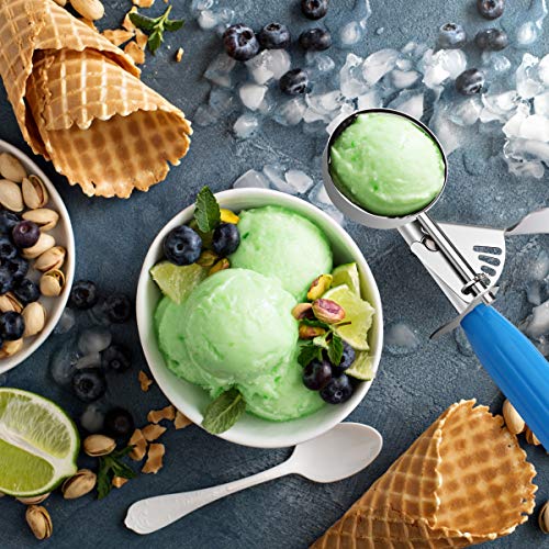 TOPKITCHEN Commercial-Grade Ice Cream Scoop 2 oz, 18/8 Stainless Steel Cookie Scoop with Plastic Handle, Portion Control Disher Scoop for Bakeries, Restaurants & Dessert Shops, #16, Blue - size: 2 oz - Blue