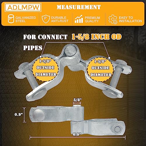 Galvanized Steel Heavy Duty Chain Link Fence Hinge Kit - 2 PCS Female & Male Hinges, Bolts & Nuts Included