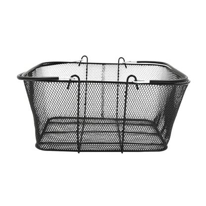 SSWBasics Black Metal Shopping Basket with Handles - 17”W x 12”D x 7”H - Durable and Sleek Grocery Basket for Grocery, Market, Retail, and Thrift Stores - Lightweight, Stackable Shopping Baskets for