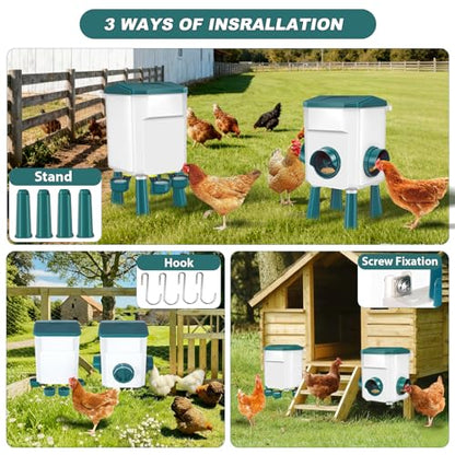 Chicken Feeder and Waterer Set 3 Gallon/26.4 Pounds, Automatic Chick Feeder and Waterer Set No Waste, Poultry Feeder Large for Hens/Ducks/Poultry - color: Blue