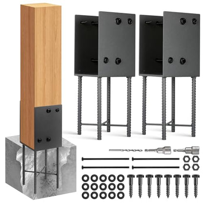 2Pack Heavy Duty Stainless Steel U-Shape Fence Post Holder - Fits 6"x6"(Actual 5.5" x5.5) Wood Posts, Wet Concrete Post Base for Fence, Deck Railing, Pergola - size: 5.5"×5.5"
