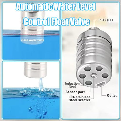 2PCS Float Valve 1/2" Water Level Control Float Valve 304 Stainless Steel Fully Automatic Water Shut off Valve Automatic Water Level Controller for Water Tank Pool Livestock Troughs Upper Water Intake