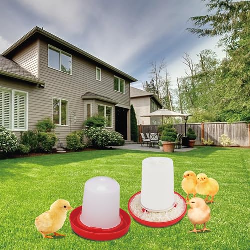 Chick Feeder Waterer Kit, Drinkers Plastic Hanging Poultry Feeding Equipment Set Free Range Twist Lock Base Combo Outdoor Water Dispenser Container For Baby Chicken Quail Hen Duck Farm Coop Supplies