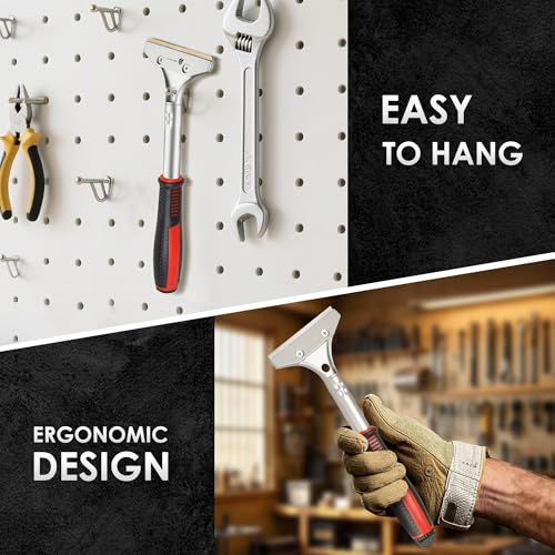 ORIENTOOLS Heavy Duty Long Handle Scraper Tool – Multi Surface for Floor Paint, Metal, Plastic, Glass, Sticker, Wallpaper, Window Cleaning, with Tough Blades for Cleaning
