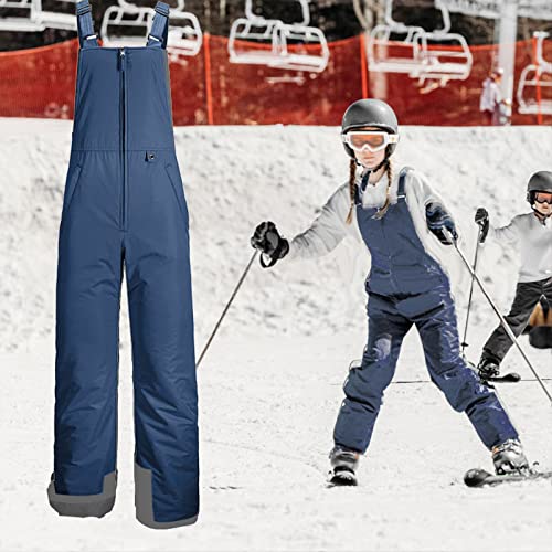 Yoawdats Women's Ski Snow Bibs Pants Insulated Water Resistant Winter Skiing Overalls Ripstop Windproof Snowboard Jumpsuits - color: Navy Blue, size: Small