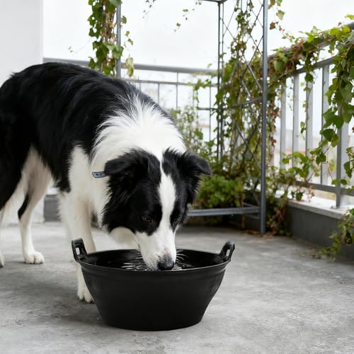 4Pcs Rubber Feed Pan, Horse Feed Bucket, Rubber Bowl Chicken Dust Bath Livestock Water Bowl for Pig Goat Chicken Dogs Farm Small Animal Garden DIY Building Farming