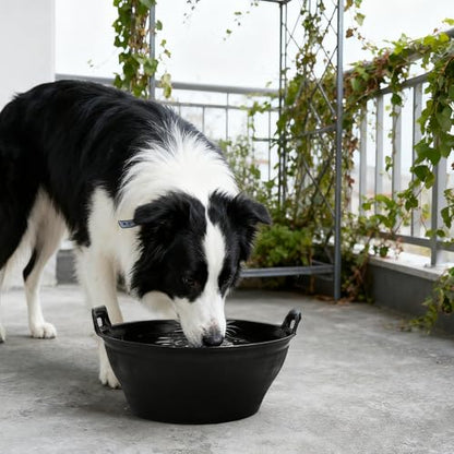 4Pcs Rubber Feed Pan, Horse Feed Bucket, Rubber Bowl Chicken Dust Bath Livestock Water Bowl for Pig Goat Chicken Dogs Farm Small Animal Garden DIY Building Farming
